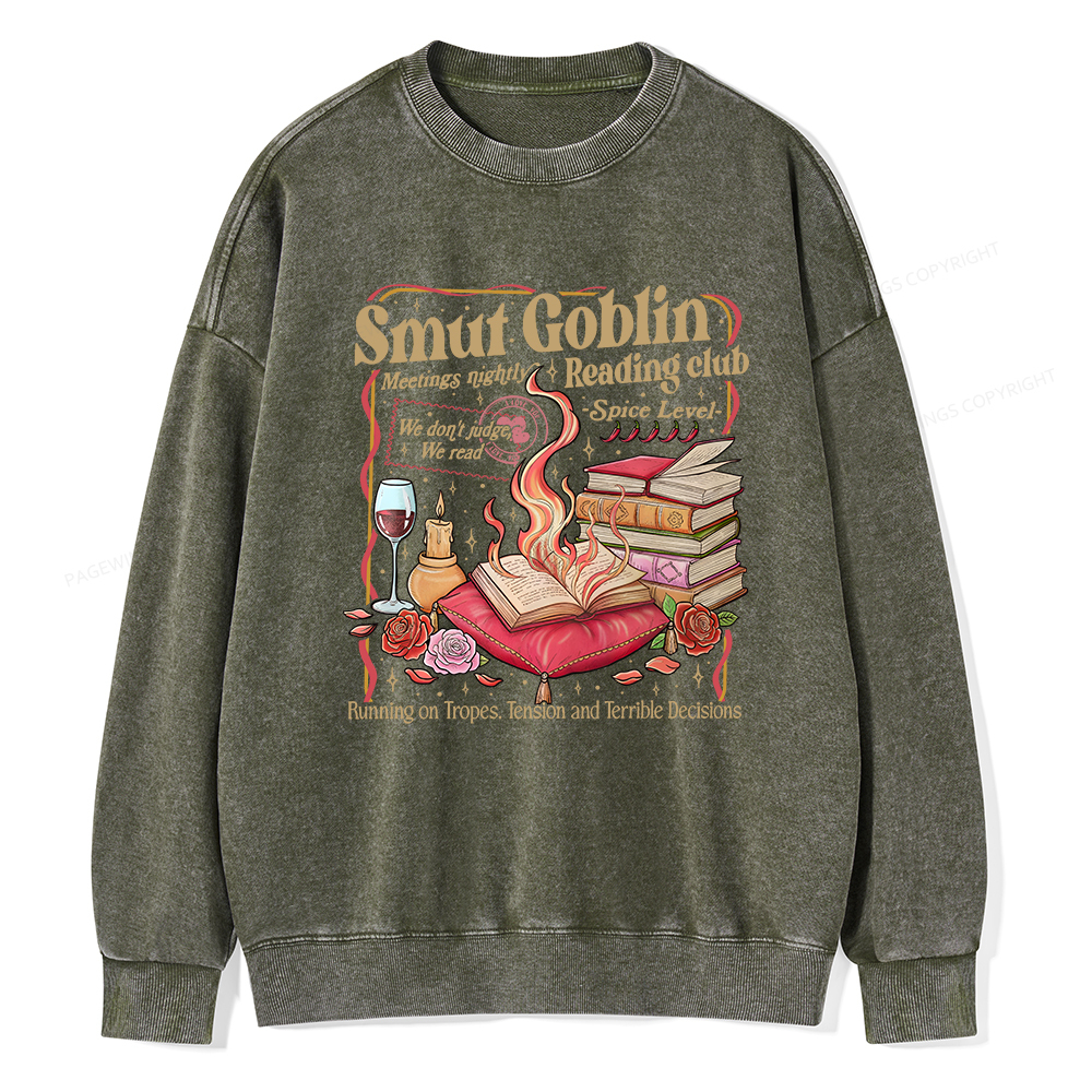 Pagewings Smut Goblin Dark Romance Bookish Washed Sweatshirt