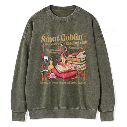 Pagewings Smut Goblin Dark Romance Bookish Washed Sweatshirt