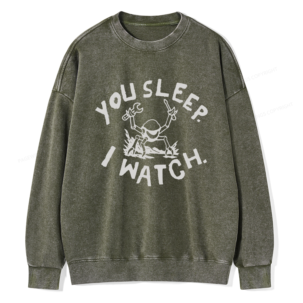 Pagewings You Sleep I Watch Washed Sweatshirt