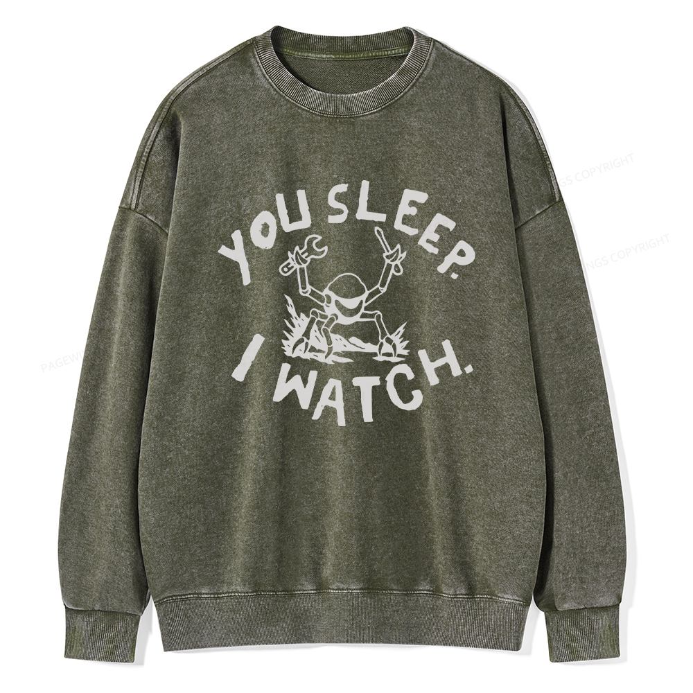 Pagewings You Sleep I Watch Washed Sweatshirt