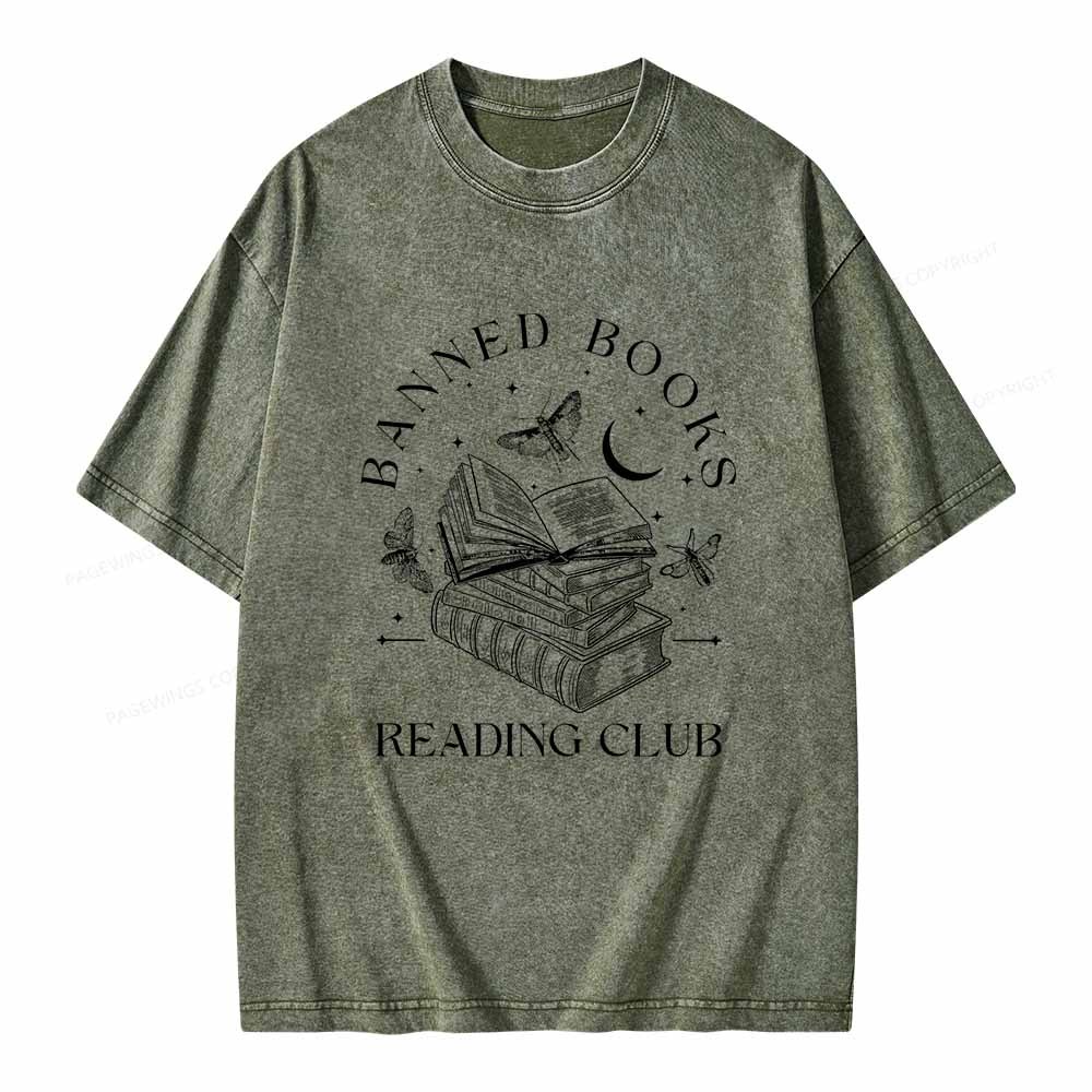 Pagewings Banned Book Reading Club Shirt Unisex Washed T-shirt