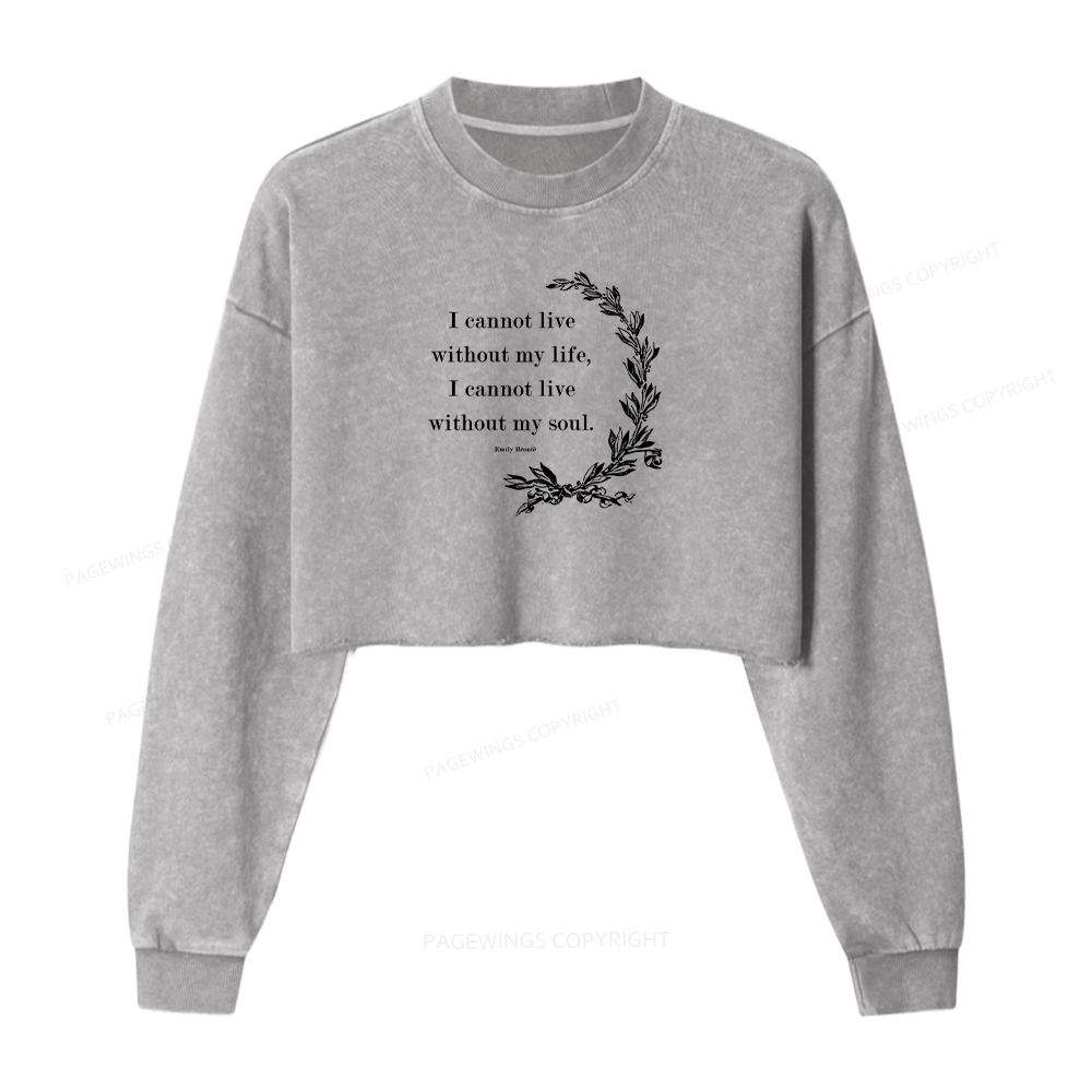 Pagewings Gothic Bookworm Washed Crop Sweatshirt