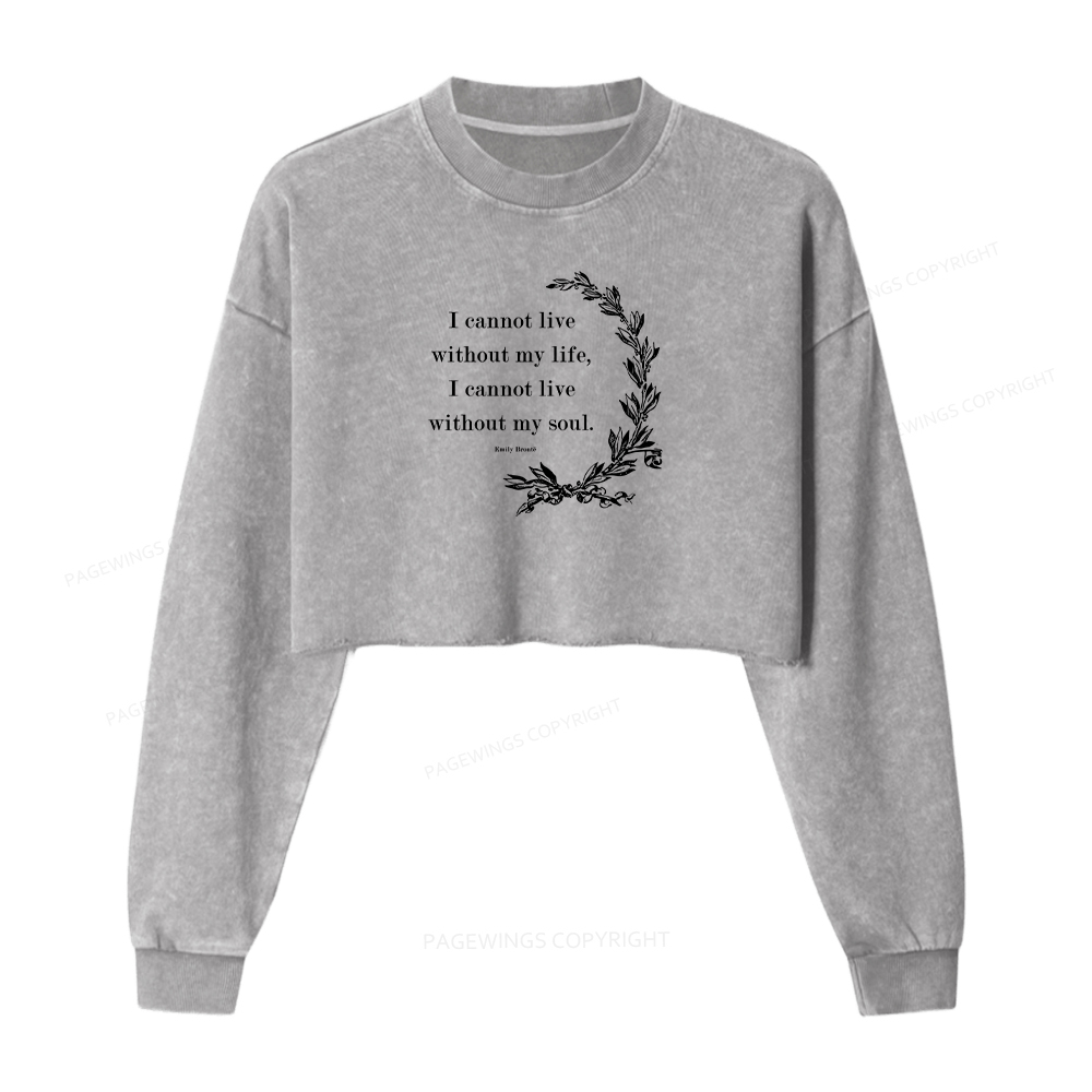 Pagewings Gothic Bookworm Washed Crop Sweatshirt