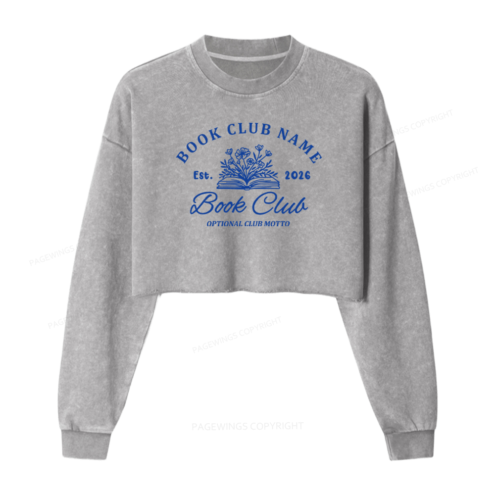 Pagewings Personalized Book Club Washed Crop Sweatshirt