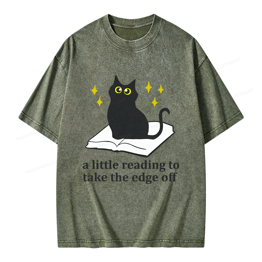 Pagewings A Little Reading To Take The Edge Off  Unisex Washed T-shirt