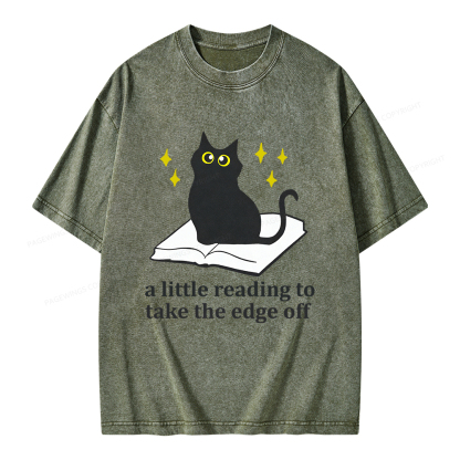 Pagewings A Little Reading To Take The Edge Off  Unisex Washed T-shirt
