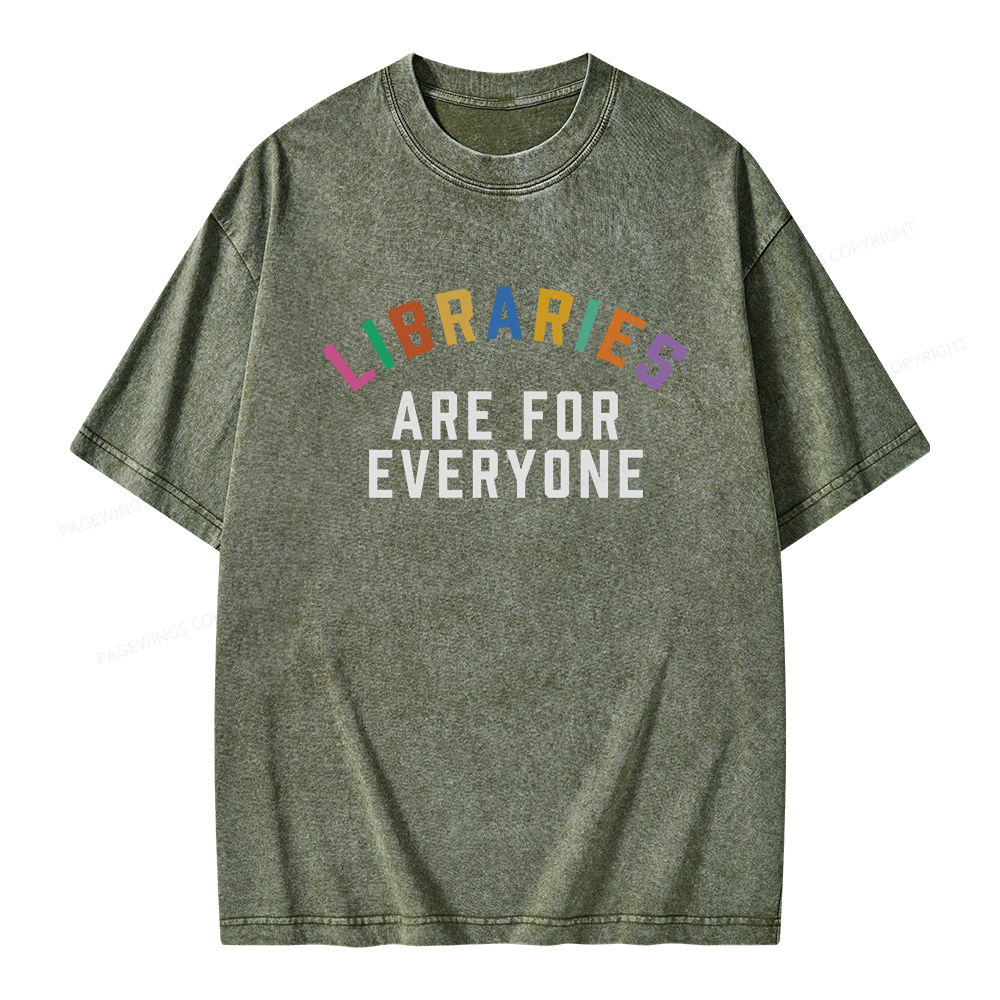 Pagewings Libraries Are For Everyone Unisex Washed T-shirt