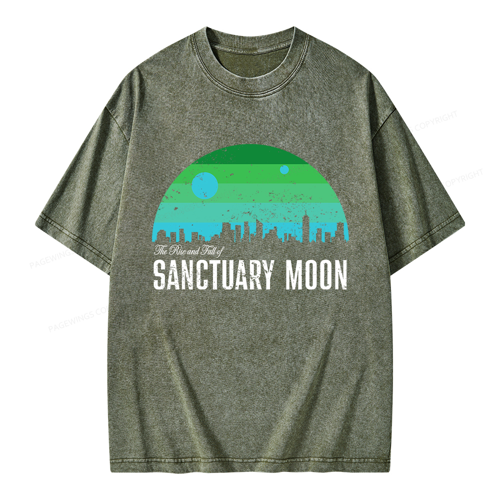 Pagewings The Rise and Fall of Sanctuary Moon Unisex Washed T-shirt
