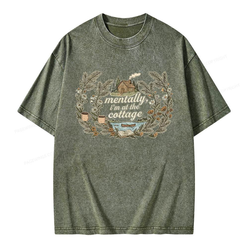 Pagewings Mentally I'm At The Cottage Unisex Washed T-shirt