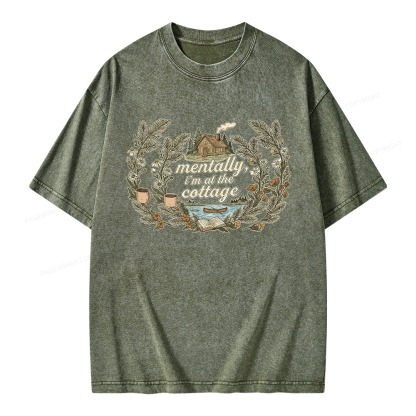 Pagewings Mentally I'm At The Cottage Unisex Washed T-shirt