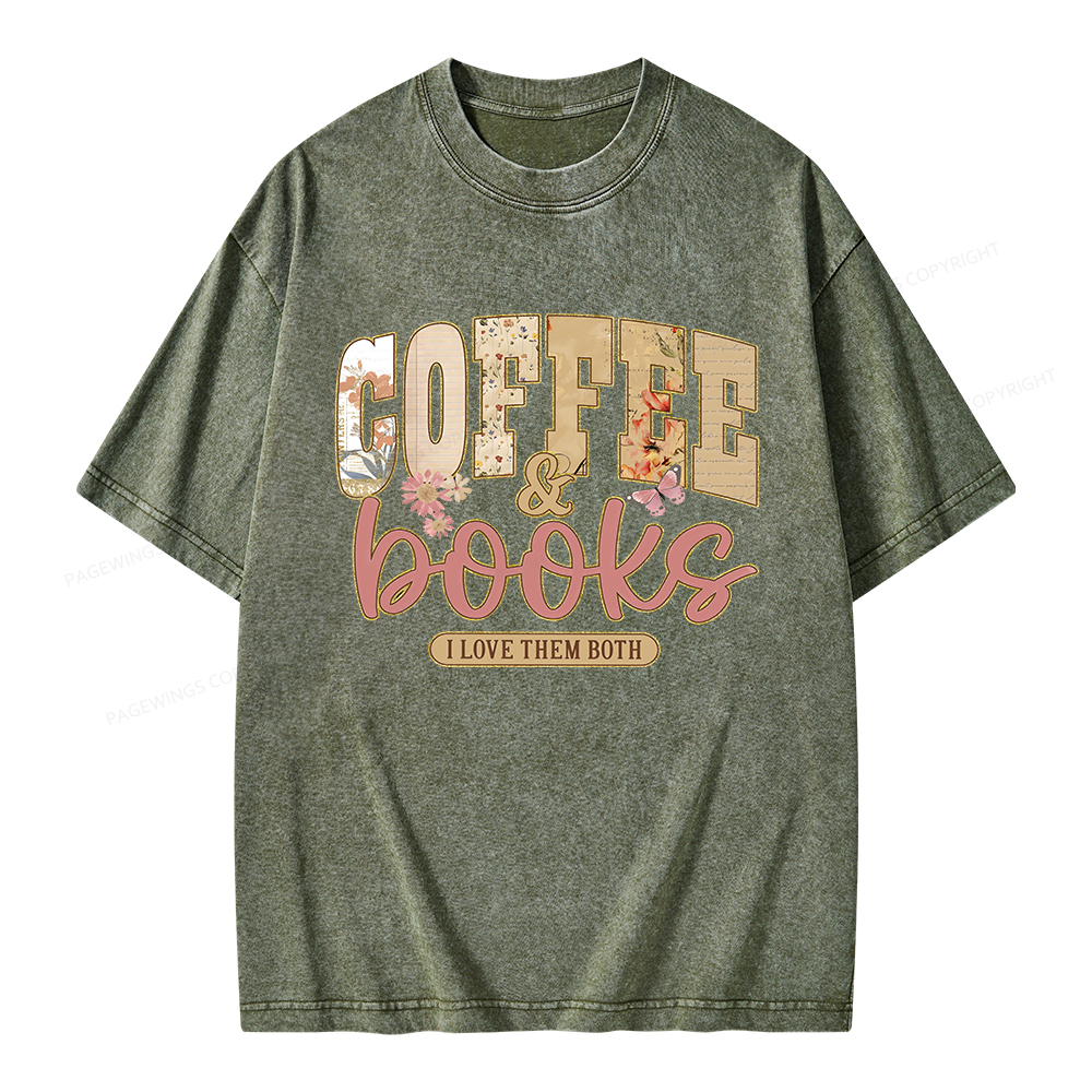 Pagewings Coffee And Books Unisex Washed T-shirt