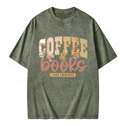 Pagewings Coffee And Books Unisex Washed T-shirt