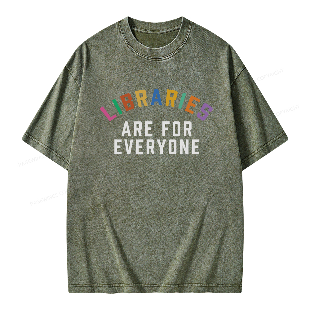 Pagewings Libraries Are For Everyone Unisex Washed T-shirt