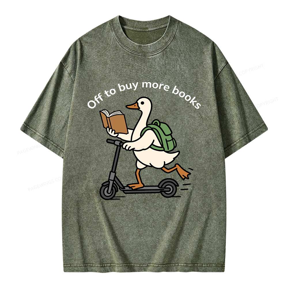 Pagewings Off to Buy More Books Unisex Washed T-shirt