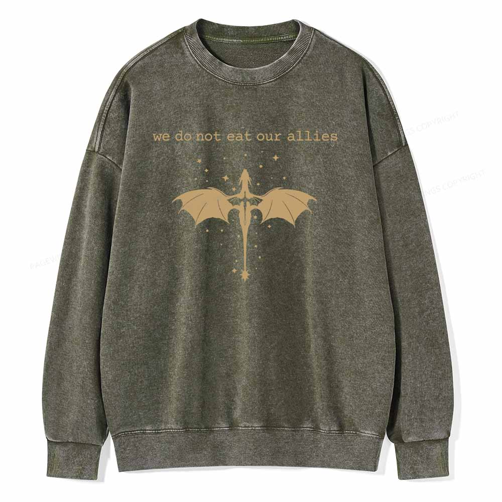 Pagewings We Do Not Eat Our Allies Unisex Washed Sweatshirt
