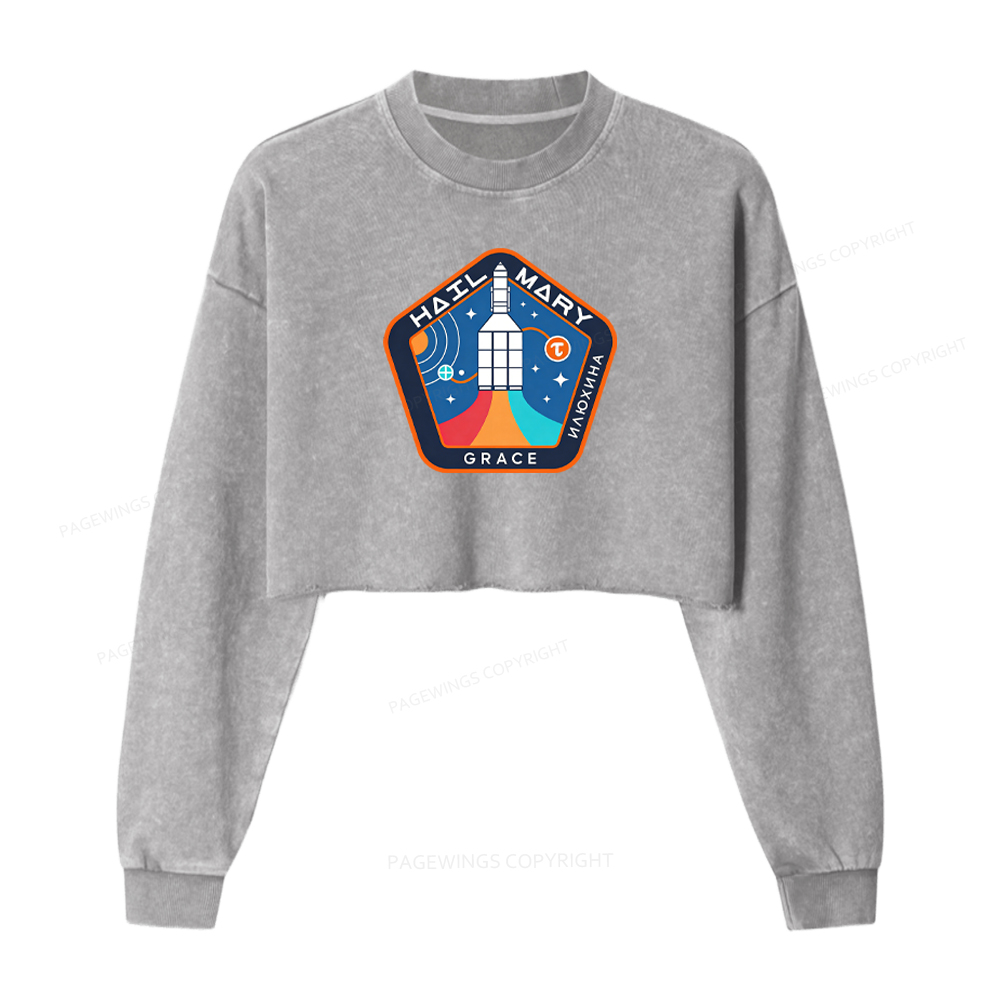 Pagewings Mission Patch Washed Crop Sweatshirt