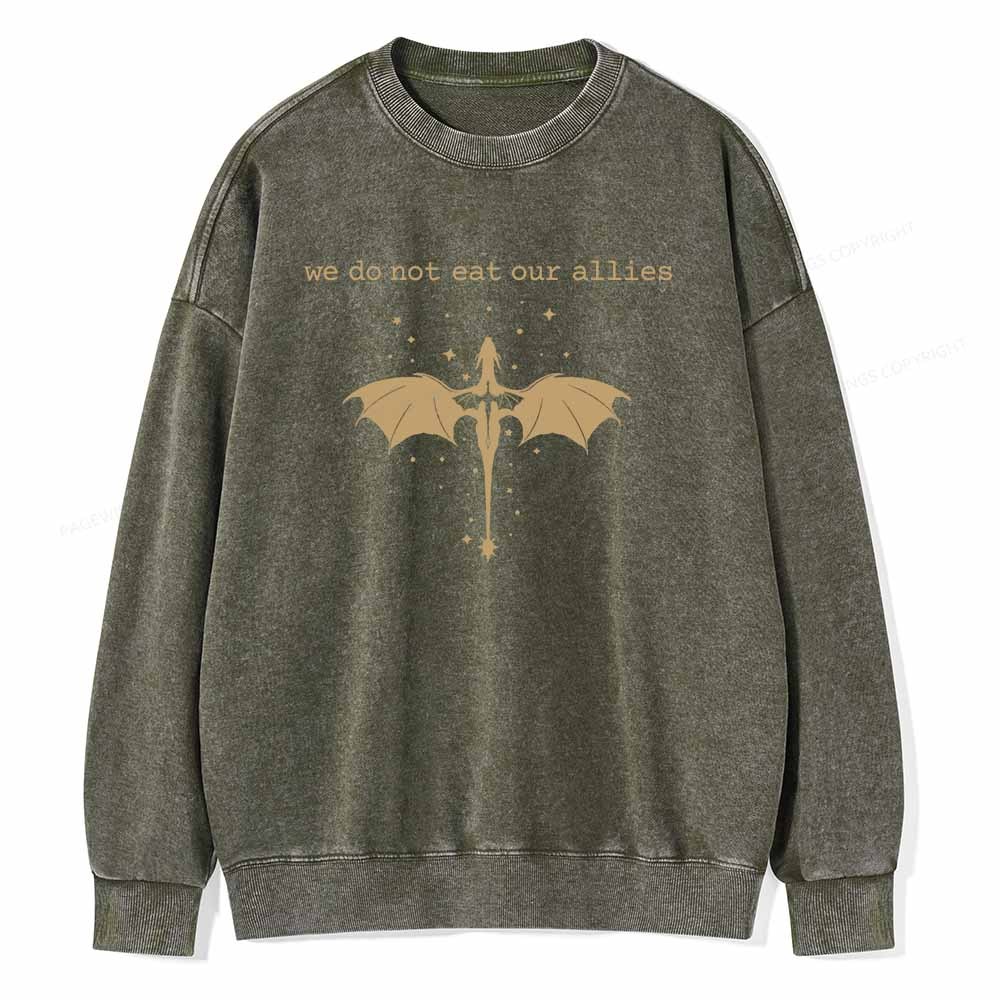 Pagewings We Do Not Eat Our Allies Unisex Washed Sweatshirt