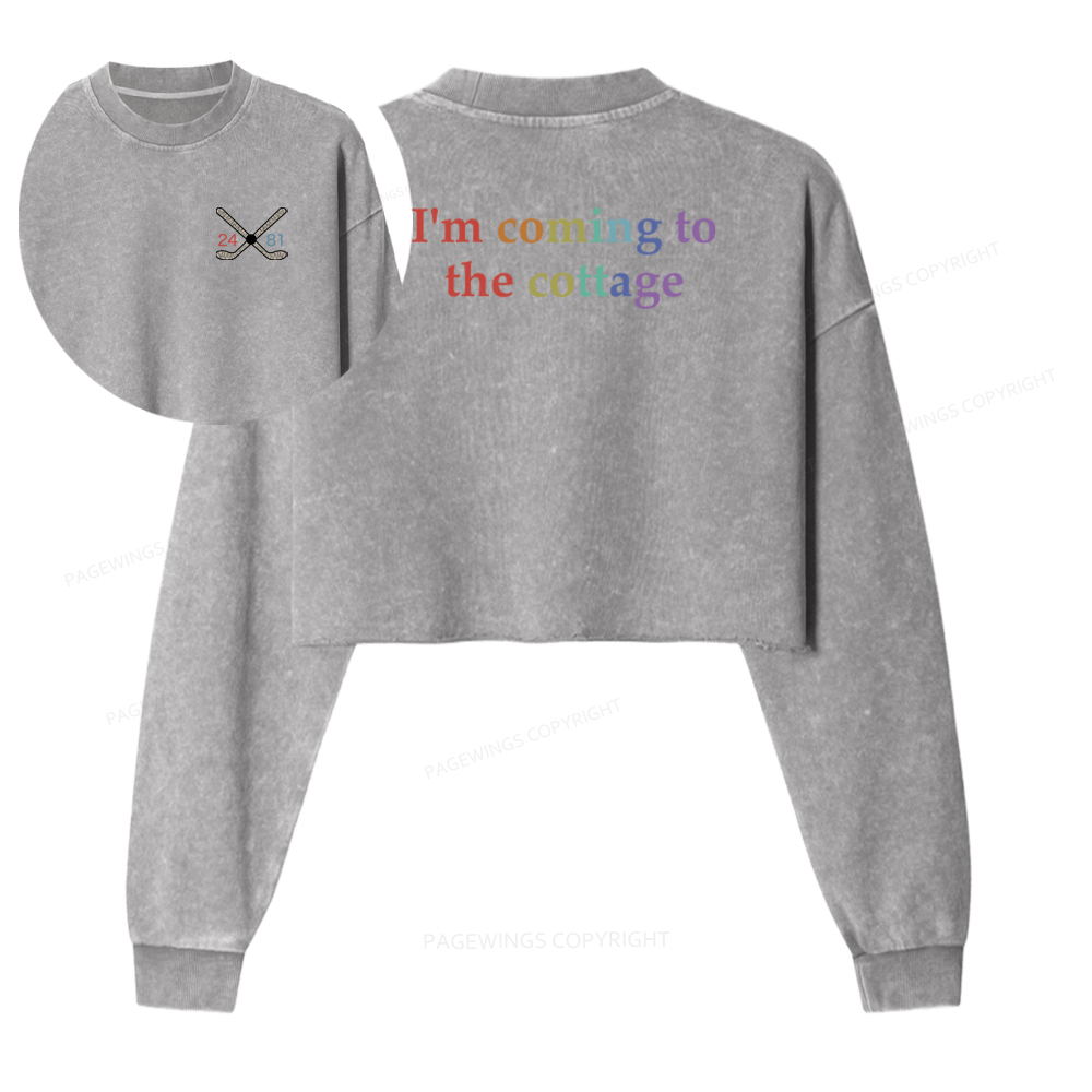 Pagewings I'm Coming To The Cottage Washed Crop Sweatshirt
