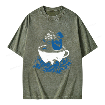 Pagewings My Happy Place Unisex Washed T-shirt