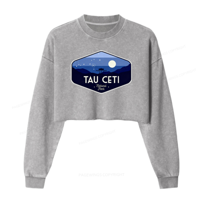 Pagewings Sci-Fi Lover Washed Crop Sweatshirt