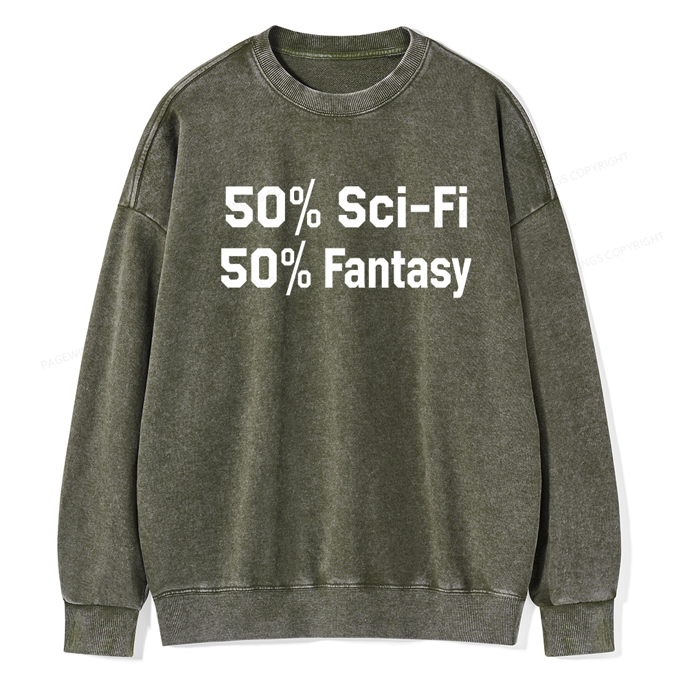 Pagewings 50% Sci-Fi 50% Fantasy Washed Sweatshirt