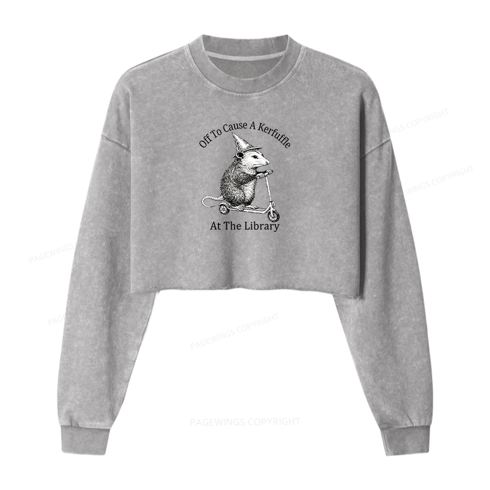 Pagewings Off To Cause A Kerfuffle At The Library Washed Crop Sweatshirt