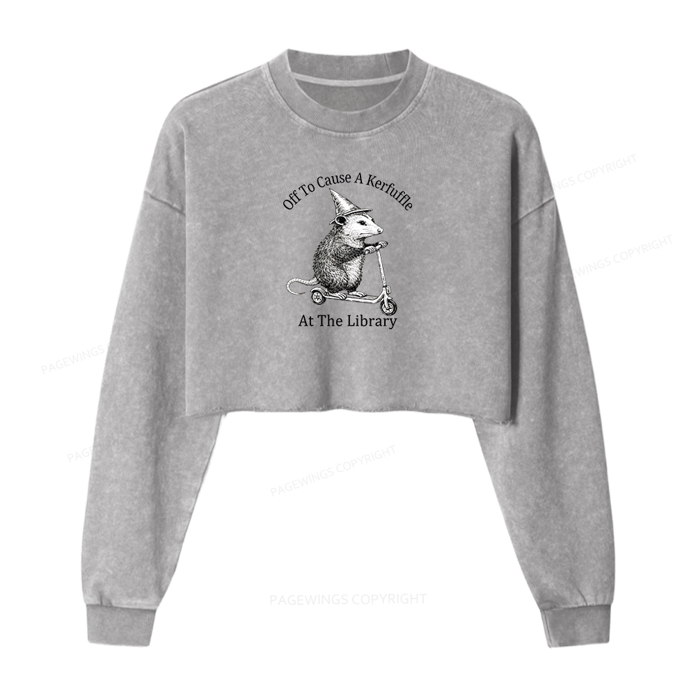 Pagewings Off To Cause A Kerfuffle At The Library Washed Crop Sweatshirt