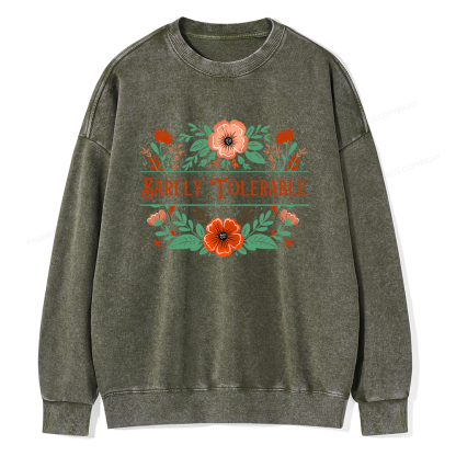 Pagewings  Barely Tolerable Book Lover Bookish Unisex Washed Sweatshirt