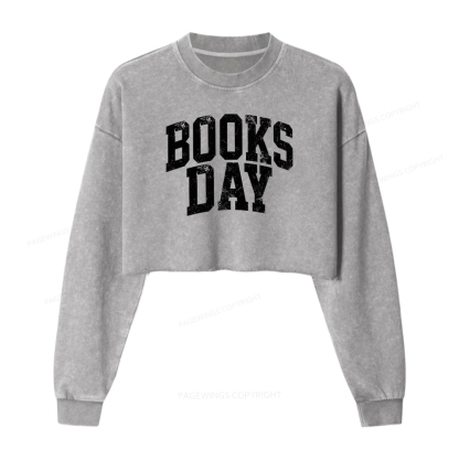 Pagewings Books Day Washed Crop Sweatshirt