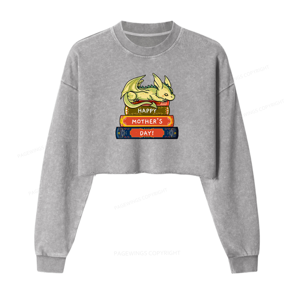 Pagewings Bookworm Mum Washed Crop Sweatshirt