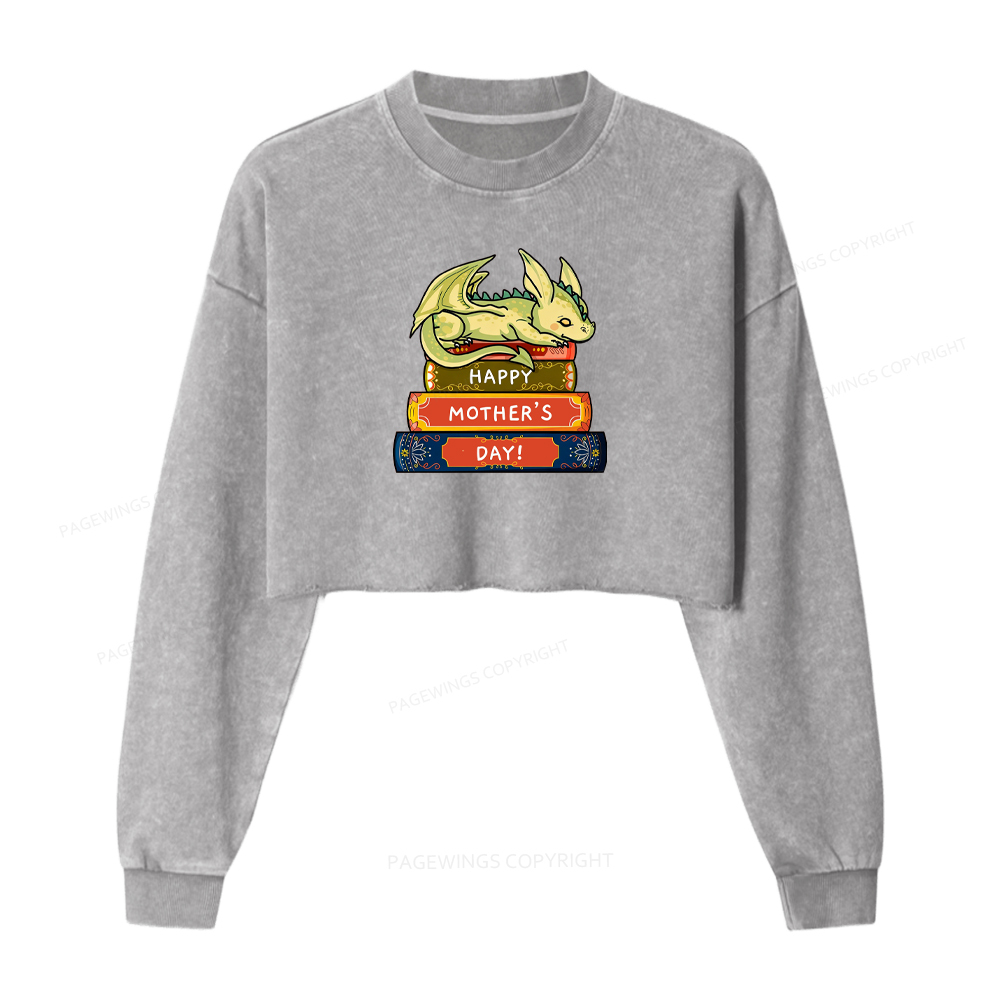 Pagewings Bookworm Mum Washed Crop Sweatshirt