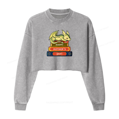 Pagewings Bookworm Mum Washed Crop Sweatshirt