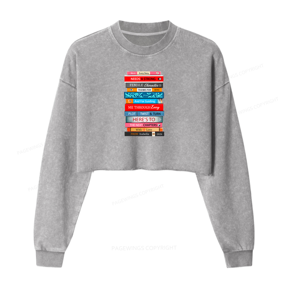 Pagewings Personalized Books Mother's Day Washed Crop Sweatshirt