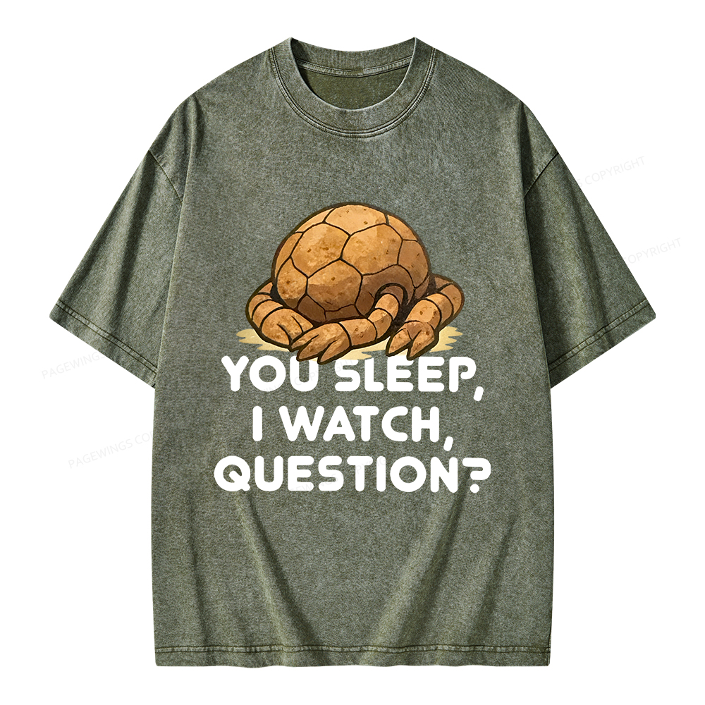 Pagewings You Sleep I Watch Question Unisex Washed T-shirt