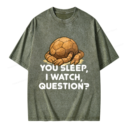 Pagewings You Sleep I Watch Question Unisex Washed T-shirt