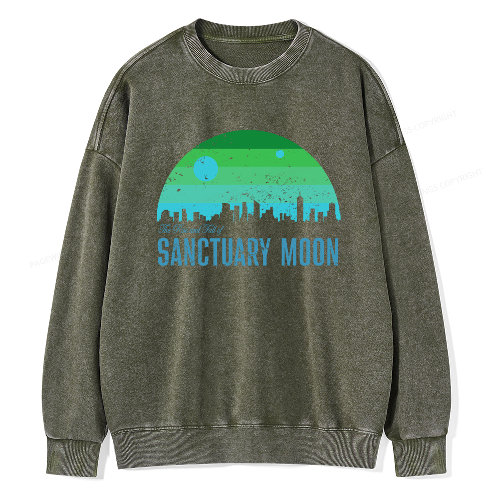 Pagewings The Rise and Fall of Sanctuary Moon Unisex Washed Sweatshirt