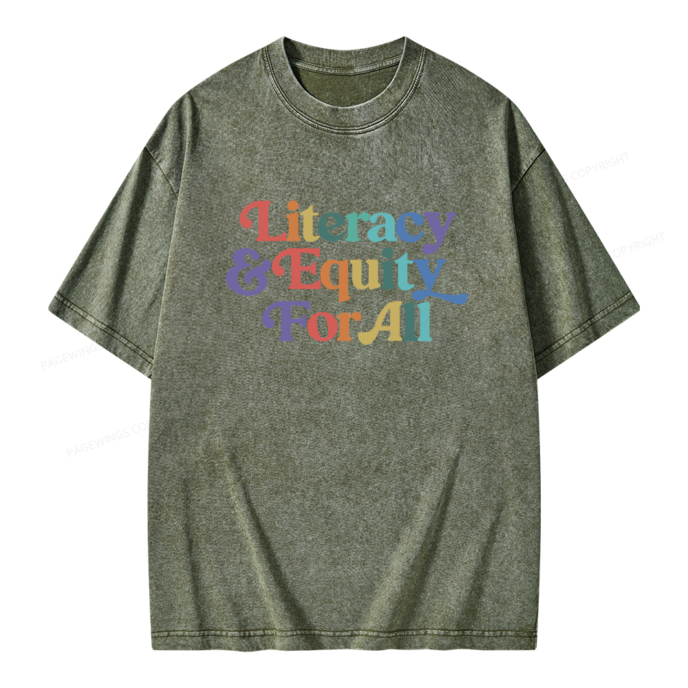 Pagewings Literacy & Equity For All Unisex Washed T-shirt