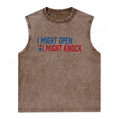Pagewings I Might Knock Unisex Washed Tank Top