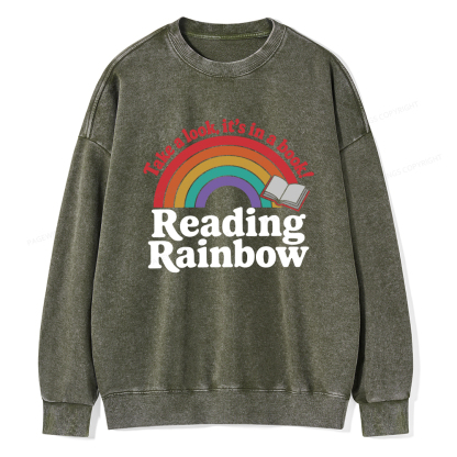 Pagewings Reading With Rainbow Unisex Washed Sweatshirt