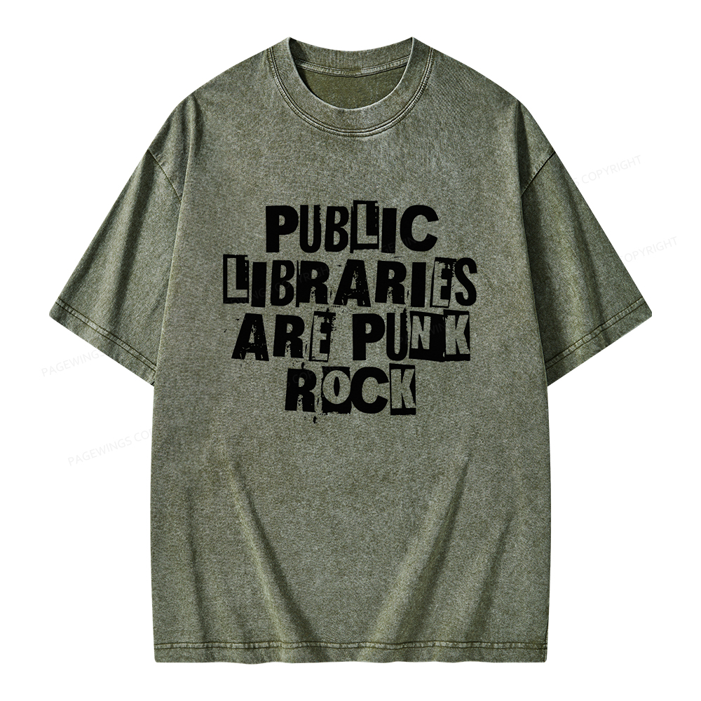 Pagewings Public Libraries Are Punk Rock Unisex Washed T-shirt