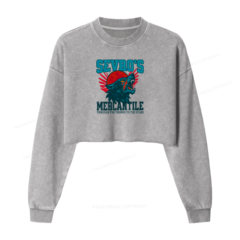 Pagewings Through The Thorns To The Stars Washed Crop Sweatshirt