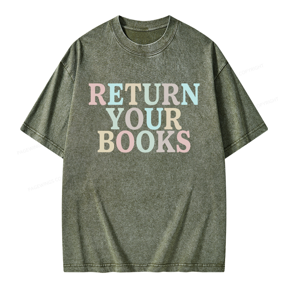 Pagewings Return Your Books Library Unisex Washed T-shirt