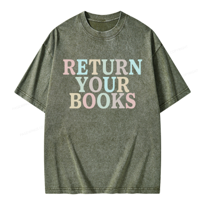 Pagewings Return Your Books Library Unisex Washed T-shirt