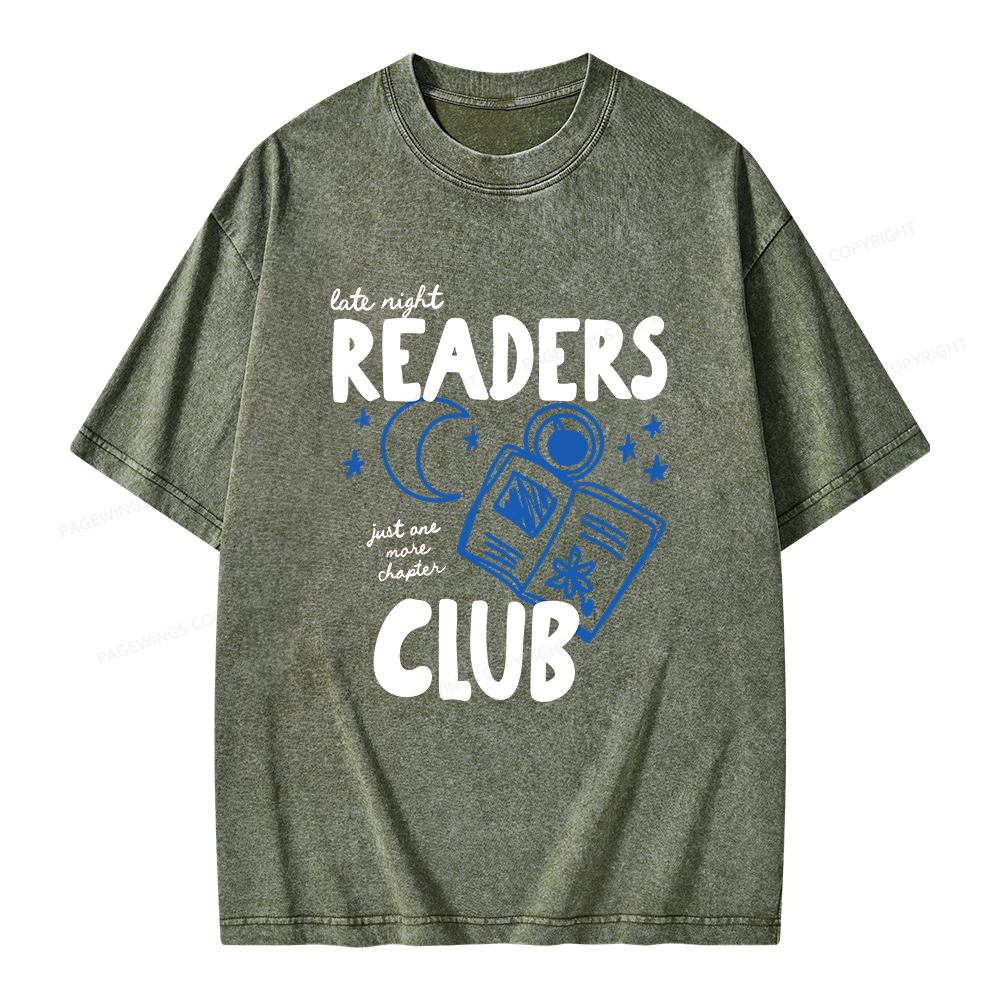 Pagewings Late Night Readers Club Unisex Washed T-shirt