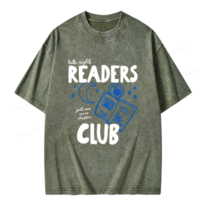 Pagewings Late Night Readers Club Unisex Washed T-shirt
