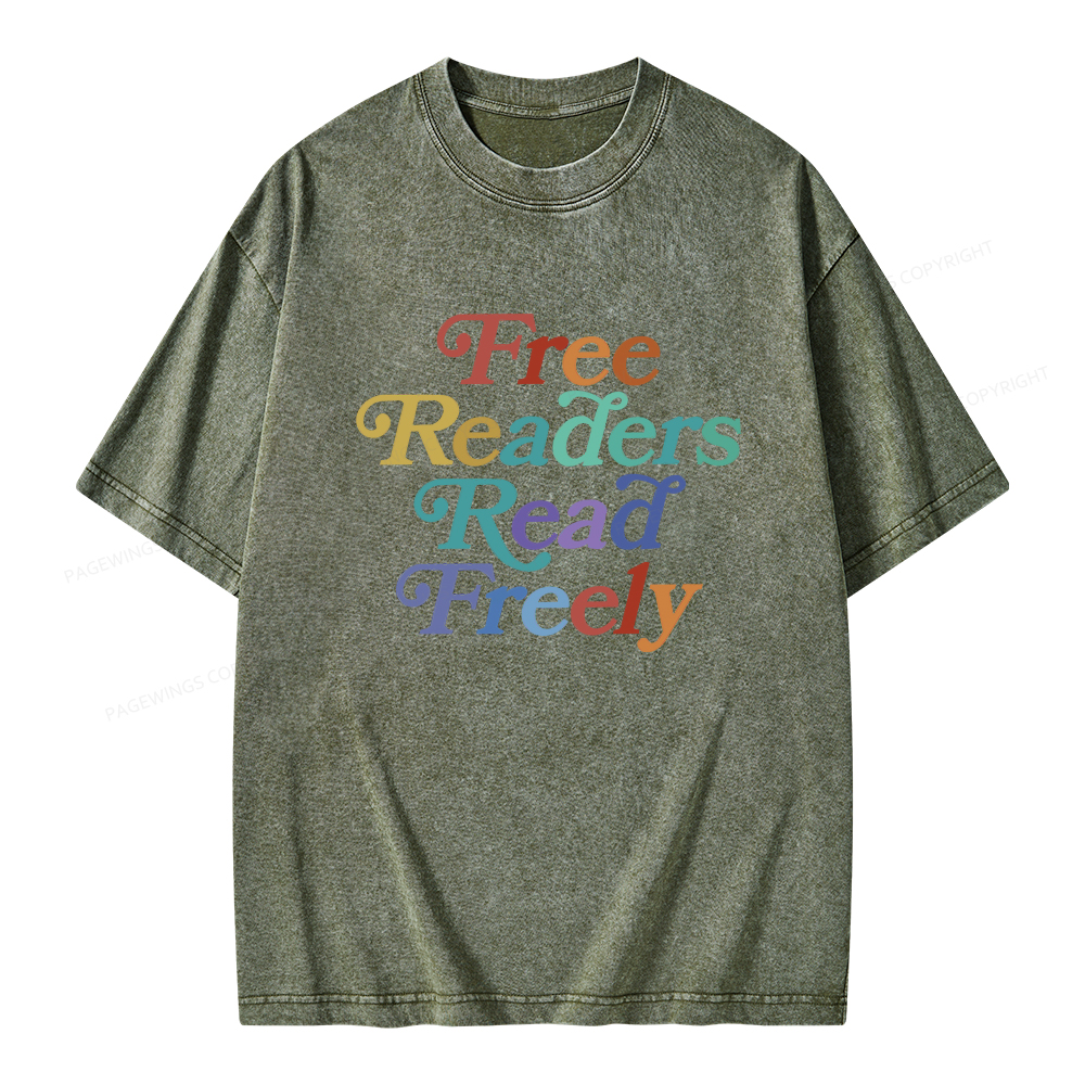Pagewings Free Readers Read Freely Unisex Washed T-shirt