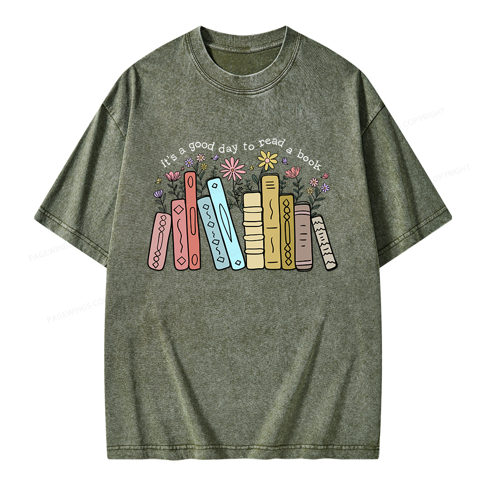 Pagewings It's A Good Day To Read A Book Unisex Washed T-shirt