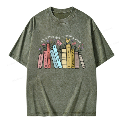 Pagewings It's A Good Day To Read A Book Unisex Washed T-shirt