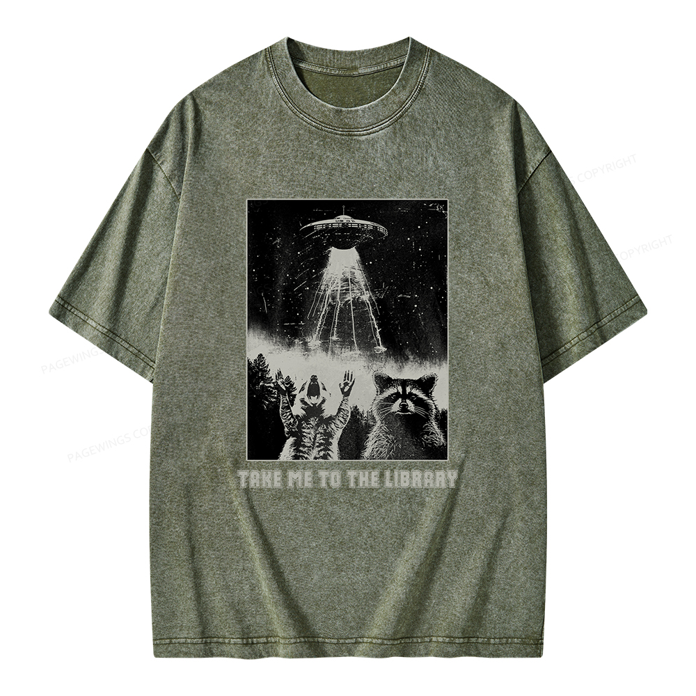 Pagewings Take Me To The Library Unisex Washed T-shirt