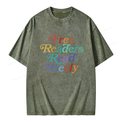 Pagewings Free Readers Read Freely Unisex Washed T-shirt